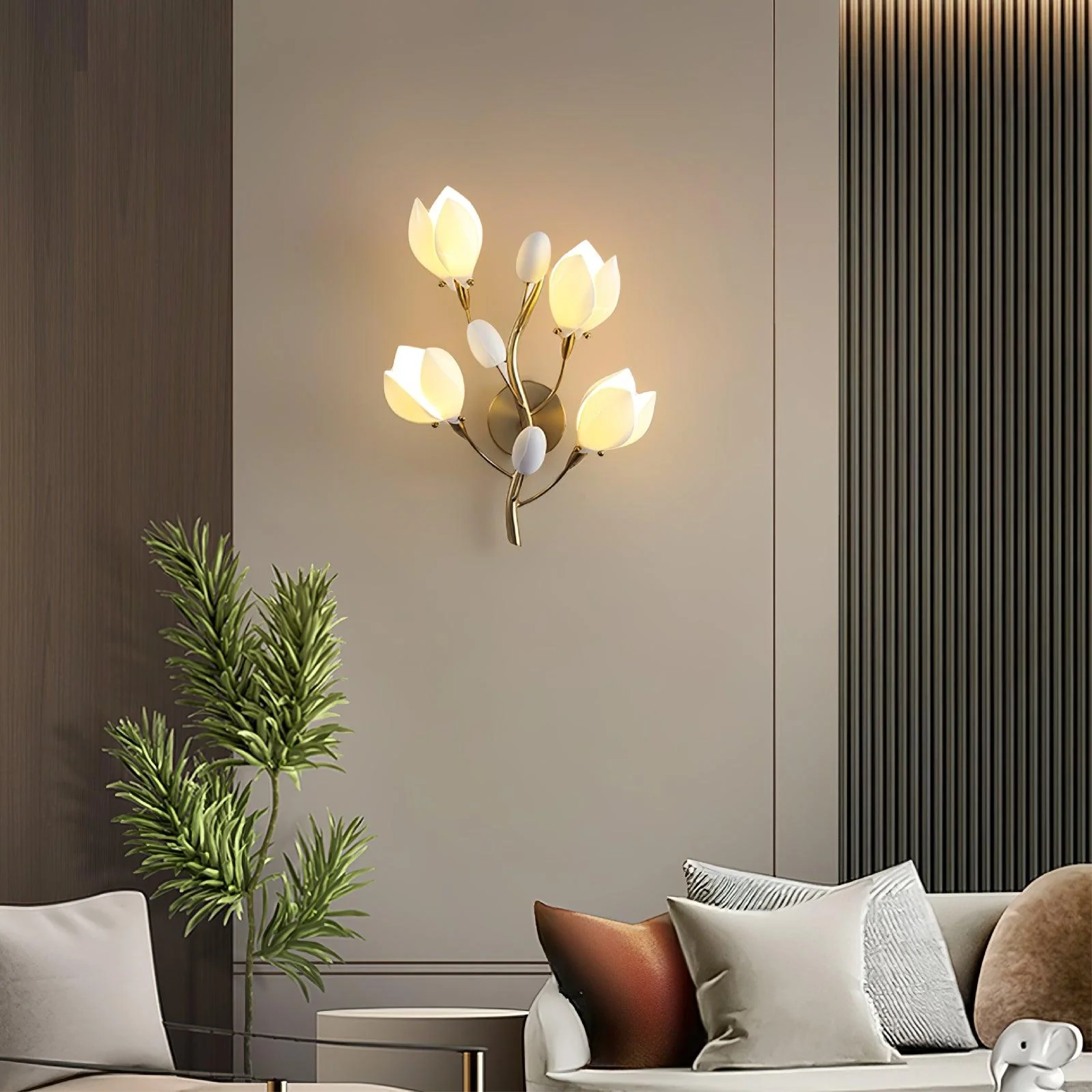 Lampe murale à fleurs en céramique