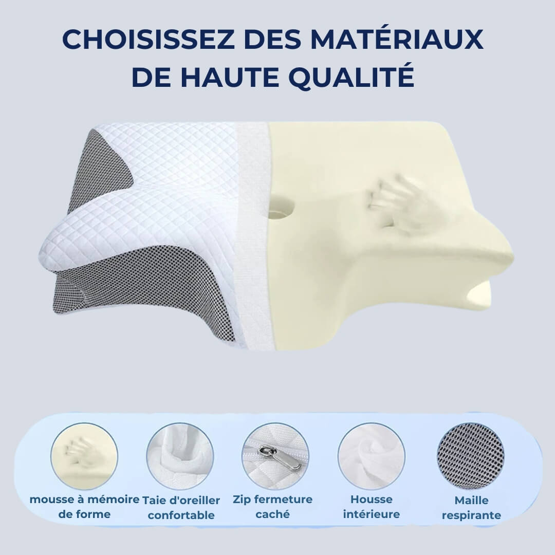 Oreiller confort CerviComfort avec Housse Lavable pour une Hygiène Parfaite d