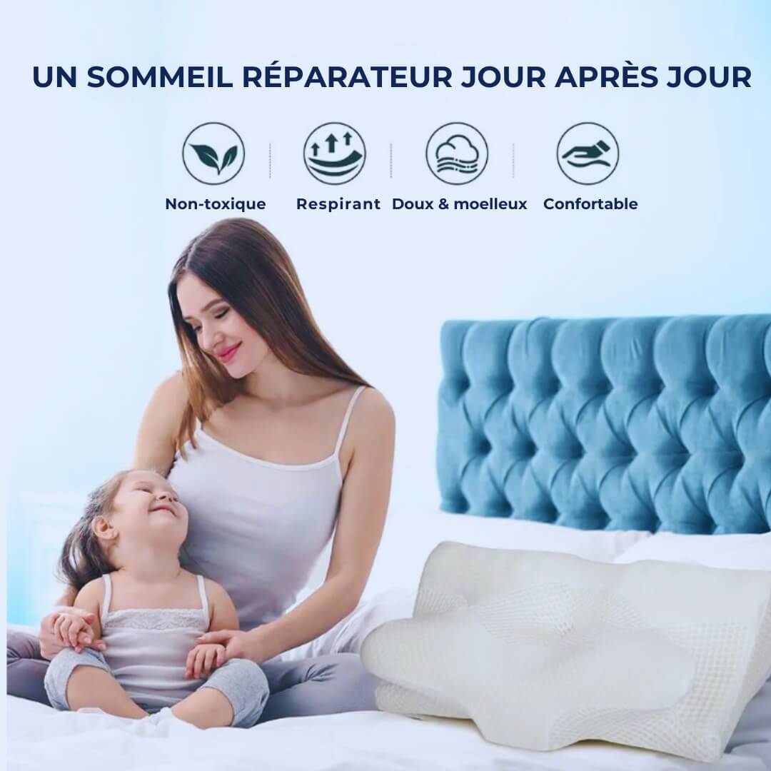 Oreiller Ergonomique CerviComfort avec Mousse à Mémoire de Forme pour un Confort Personnalisé
