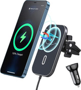 Chargeur iPhone Magnétique Sans Fil pour Voiture - Charge Rapide 18W
