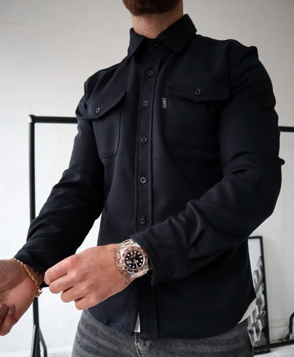 Chemise homme élégante en Noir | Confort et style pour hommes élégants travel