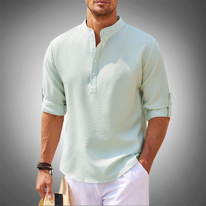 Chemise en lin contemporaine verte, ensemble week-end tendance