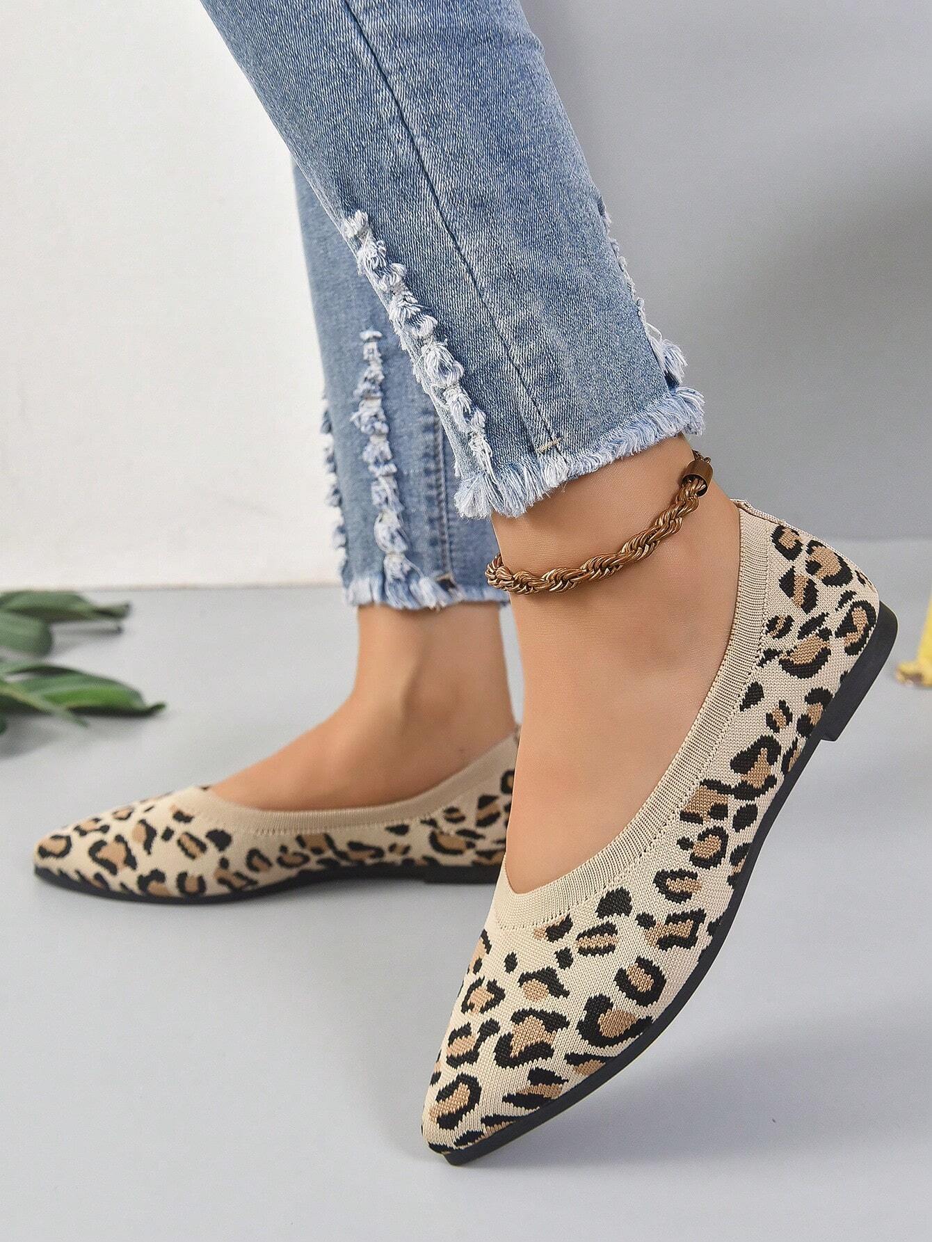 Chaussures à Motif Léopard en Tricot - Allure Sophistiquée et Confort Quotidien d