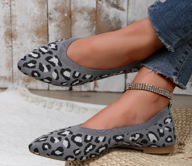 Chaussures à Motif Léopard en Tricot - Allure Sophistiquée et Confort Quotidien d