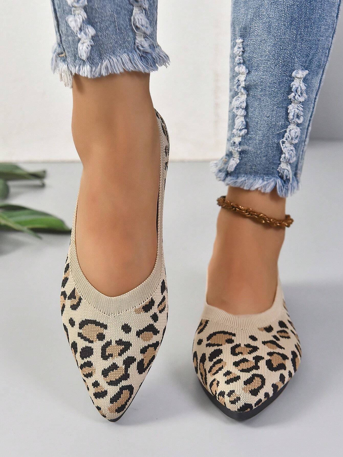 Chaussures à Motif Léopard en Tricot - Allure Sophistiquée et Confort Quotidien d