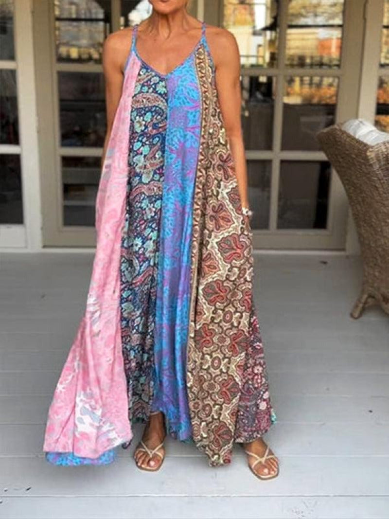 Robe décontractée à col en V en Bleu pour un design polyvalent et une élégance intemporelle