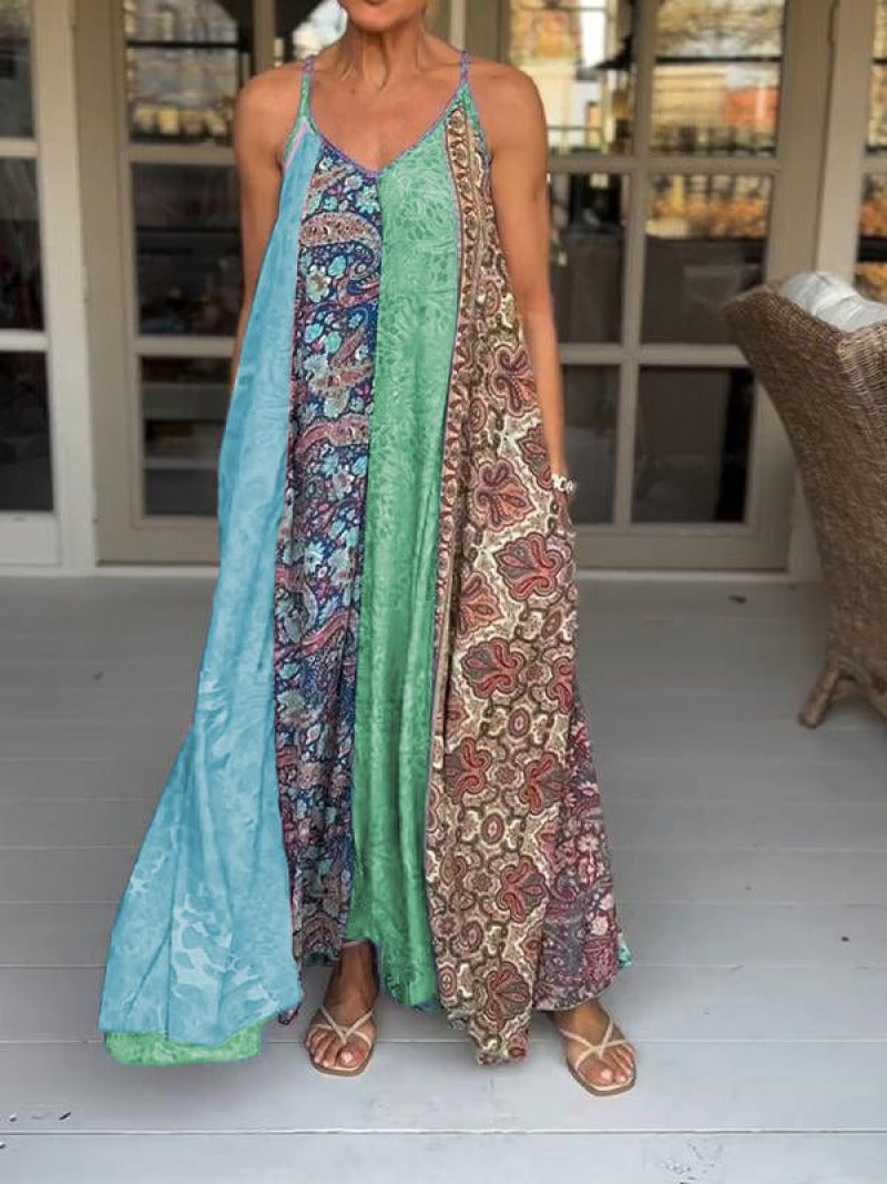 Robe décontractée à col en V en Vert pour un design polyvalent et une élégance intemporelle