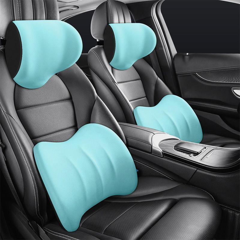 Coussin Cervical & Soutien Lombaire ConfortRest en Bleu pour confort auto et soutien lombaire ergonomique