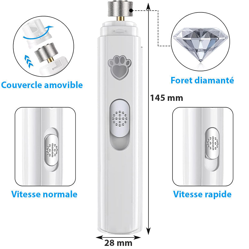 Coupe-Ongles Électrique Rechargeable de qualité pour Animaux - Coupe Rapide et Sans Douleur