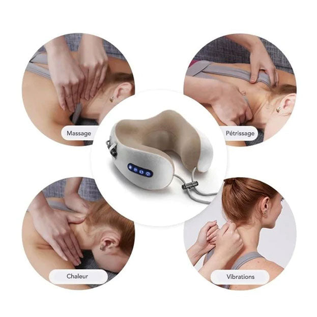 Coussin Masseur Chauffant de Cou et Cervicales - Technologie de Massage Avancée d