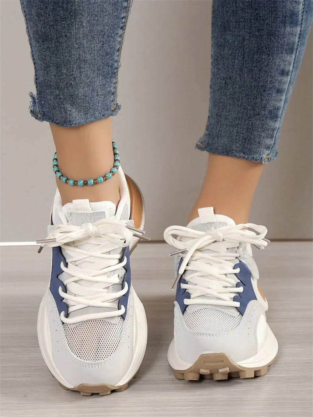 Baskets Confortables en Cuir Bleu - Sneakers Stylés pour Femmes