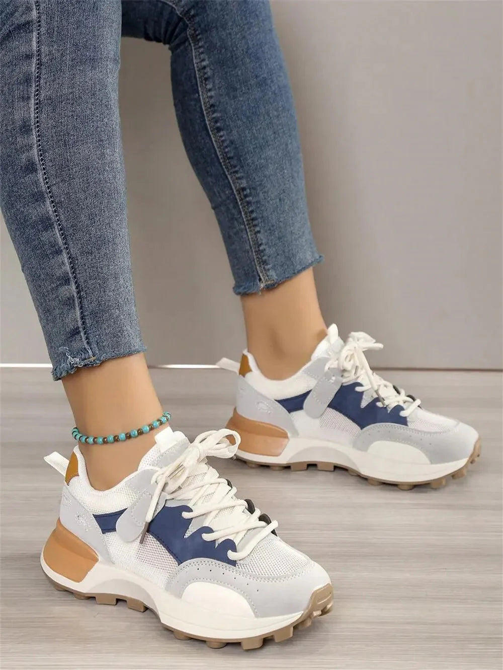 Baskets Ultra Confort en Cuir pour Femmes - Chaussures de Sport Confortables