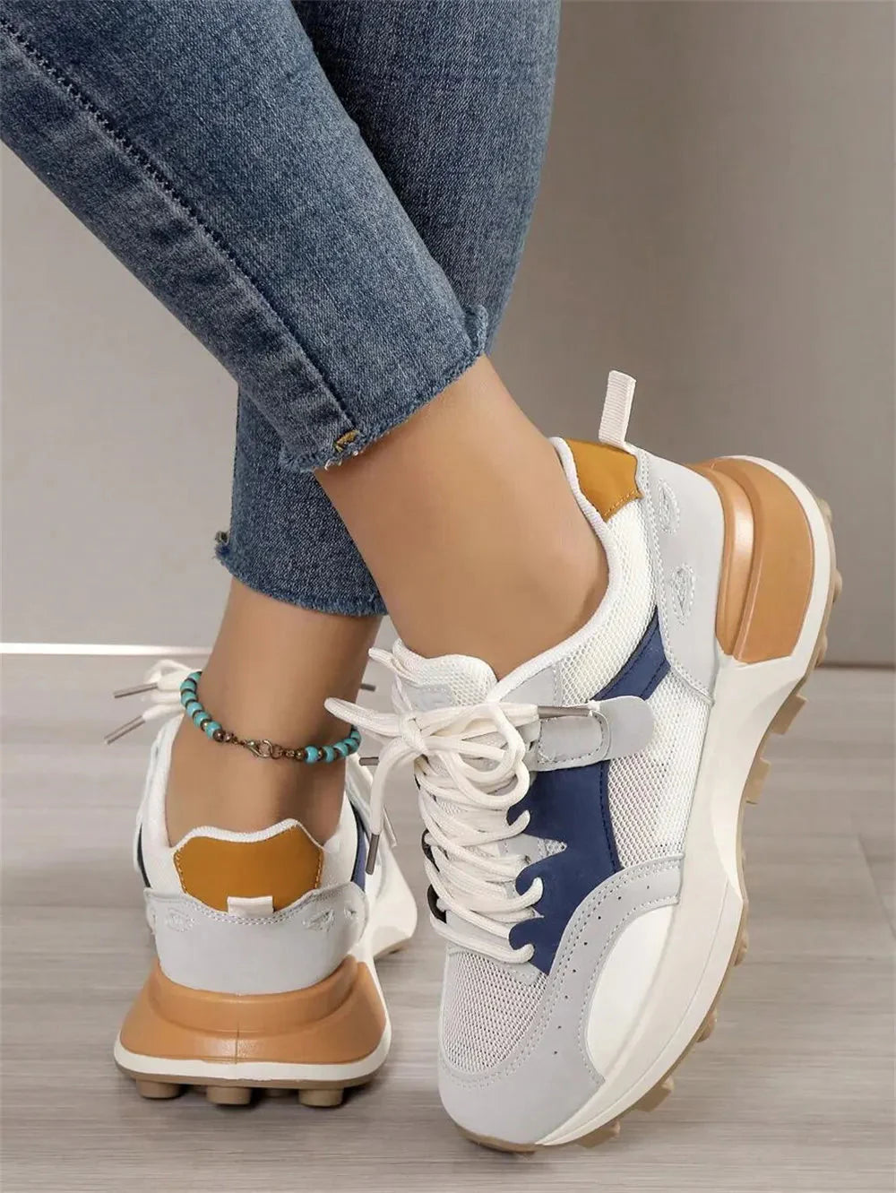 Baskets Ultra Confort en Cuir pour Femmes - Chaussures de Sport Confortables