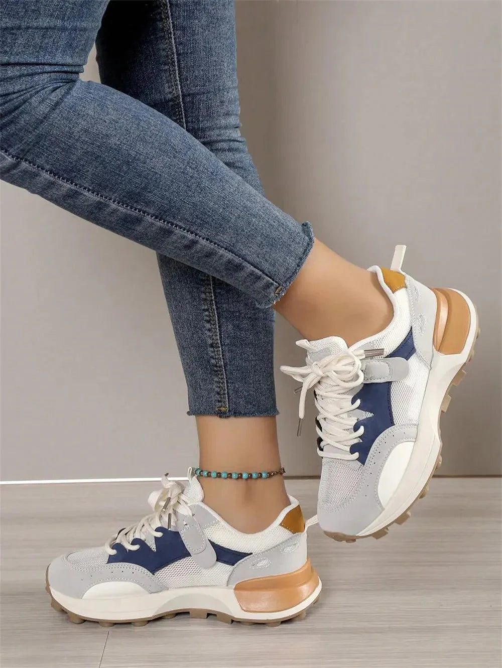 Baskets Ultra Confort en Cuir pour Femmes - Chaussures de Sport Confortables