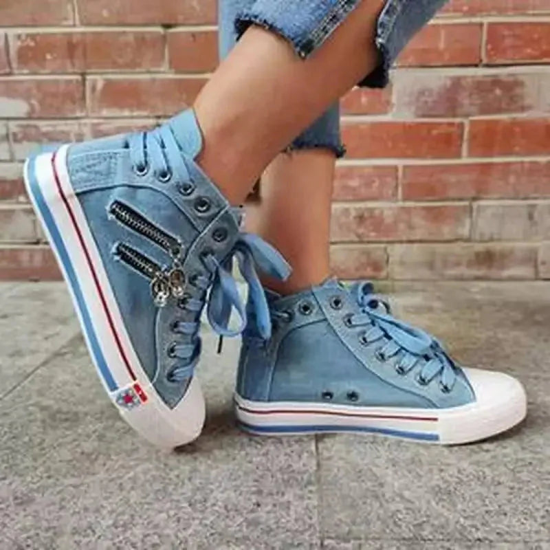 Baskets en denim élégantes à porter au quotidien avec soutien orthopédique et confort luxueux