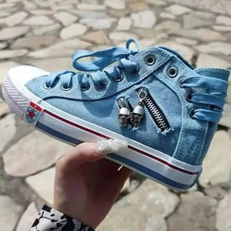 Baskets en denim élégantes à porter au quotidien avec soutien orthopédique et confort luxueux