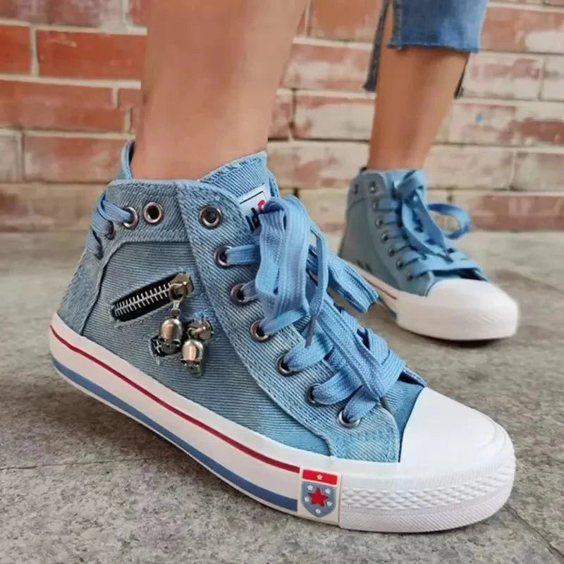 Baskets en denim élégantes à porter au quotidien avec soutien orthopédique et confort luxueux
