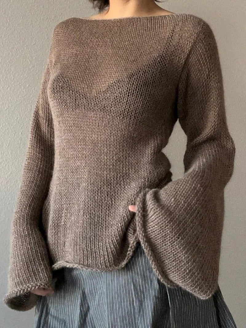 Sweat-shirt intemporel Diana marron - Look rétro et mode vintage