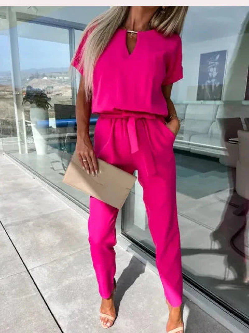 Combinaison Chic & Élégante en Polyester de Qualité - Rouge rosé, Confortable