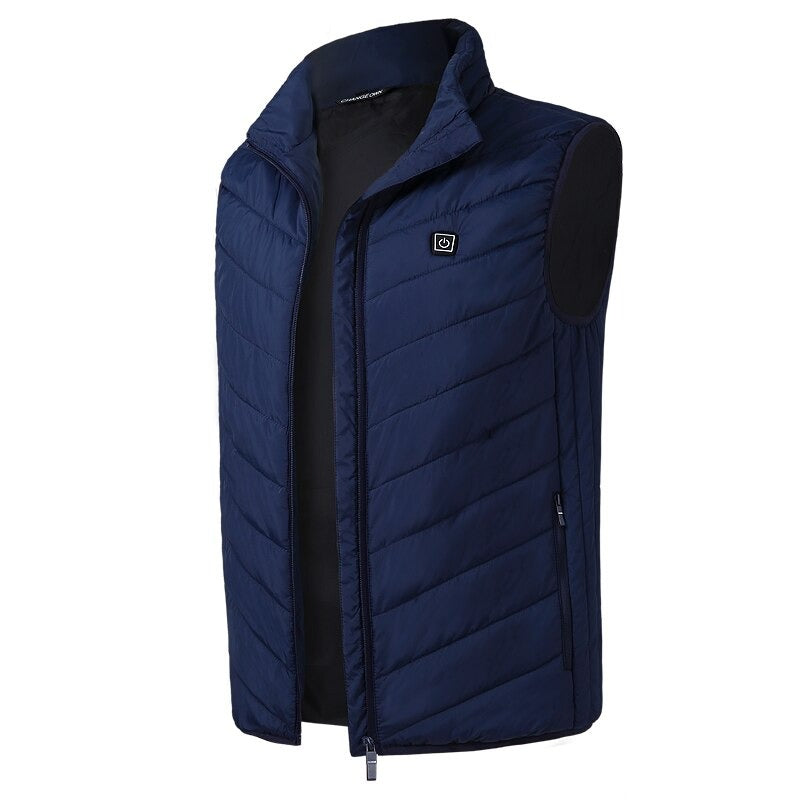 Gilet Chauffant Sans Manche Mixte Zones en Bleu pour Sécurité par Temps Froid