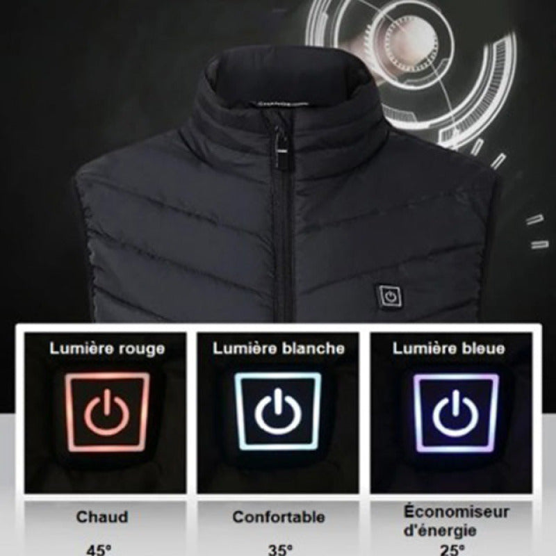 Gilet Chauffant Sans Manche Mixte Zones pour Camping et Randonnée