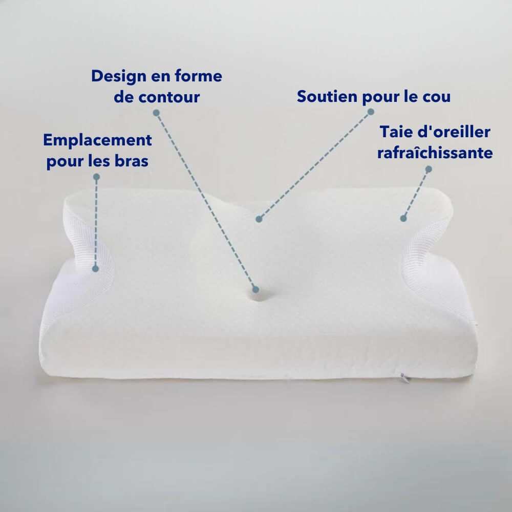 Oreiller confort DreamEase avec Technologie de Mousse à Mémoire