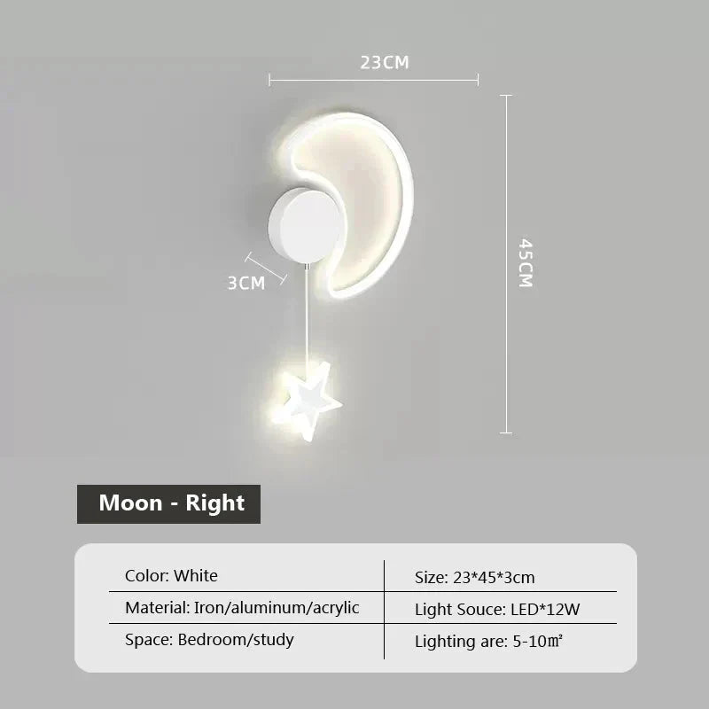 Lampe Murale Nuage Étoile Lune - Blanc Droit - Matériaux Durables dog travel bott