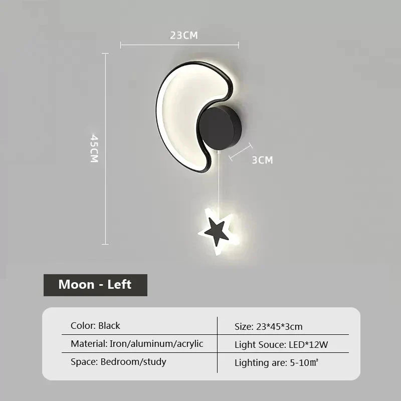 Lampe Murale Nuage Étoile Lune - Noir Gauche - Design Moderne dog travel bottle l