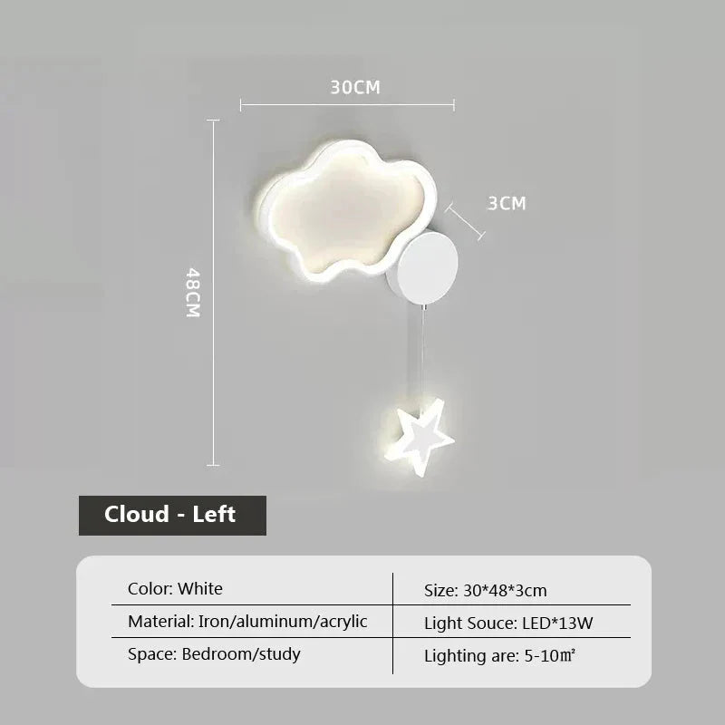 Lampe Murale Nuage Étoile Lune - Blanc Gauche - Éclairage LED dog travel bottle l