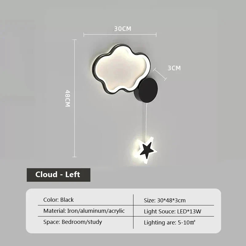 Lampe Murale Nuage Étoile Lune - Noir Gauche - Lampe Décorative dog travel bottle