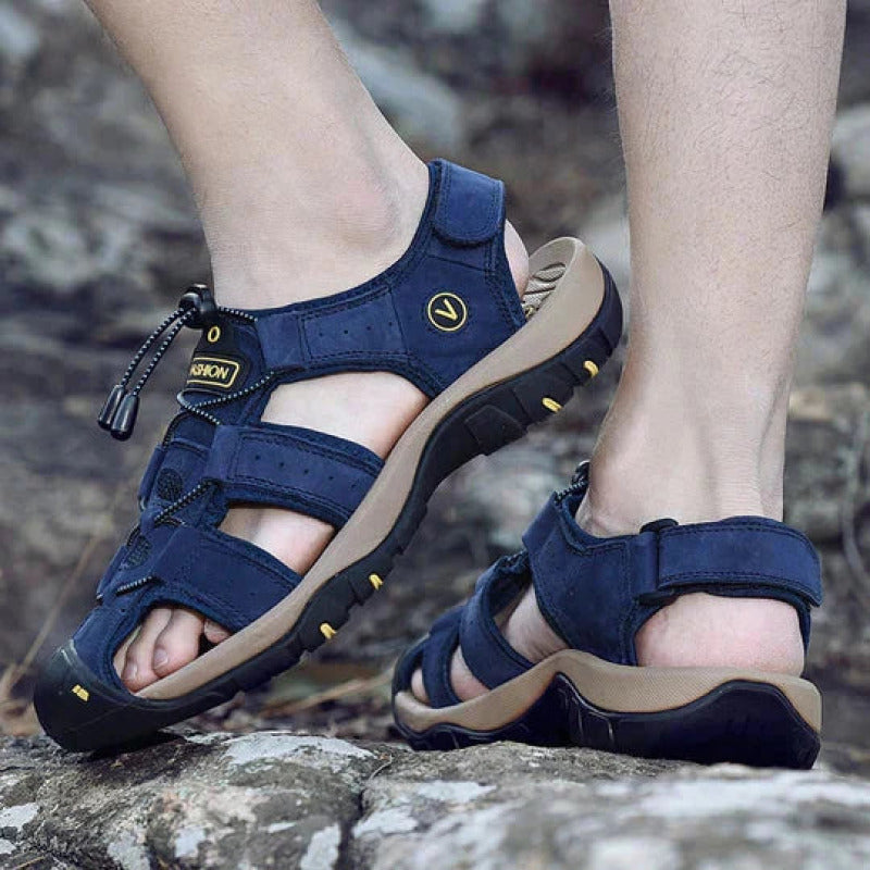 Sandales en cuir véritable pour hommes avec soutien semelle de soutien et semelles absorbant chocs