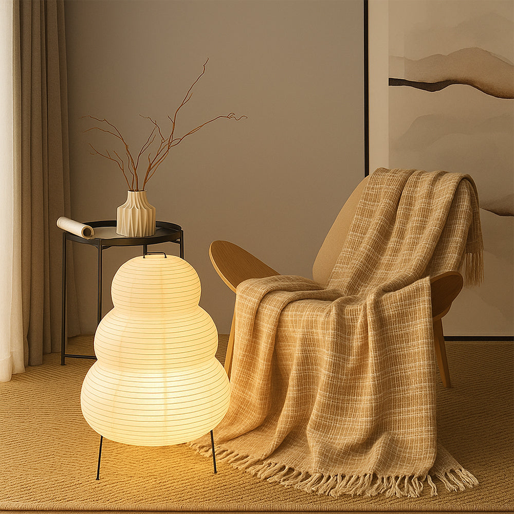 Lampadaire en papier de riz