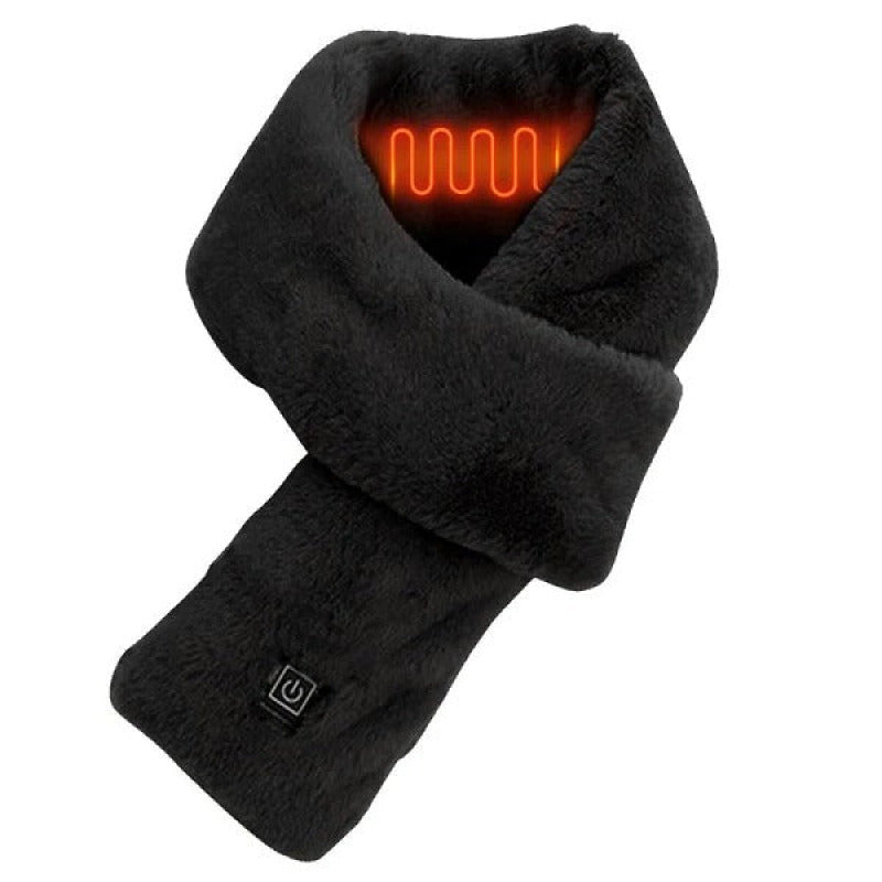 Écharpe chauffante électrique en fourrure noire, style élégant et mode hiver