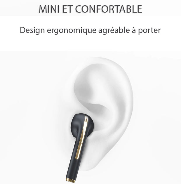 Écouteurs sans fil Bluetooth - Oreillettes kit mains libres compatibles iOS et Android pour une utilisation polyvalente
