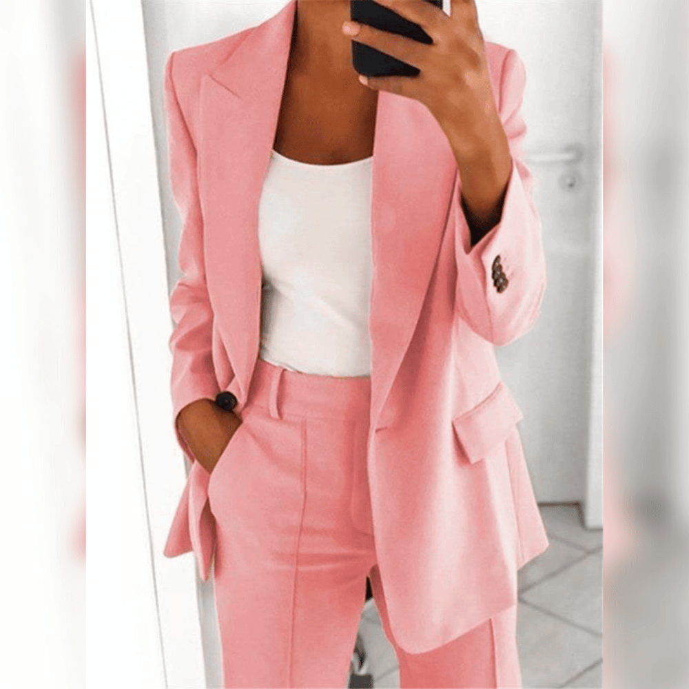 Blazer élégant rose, coupe flatteuse et polyvalent pour femmes