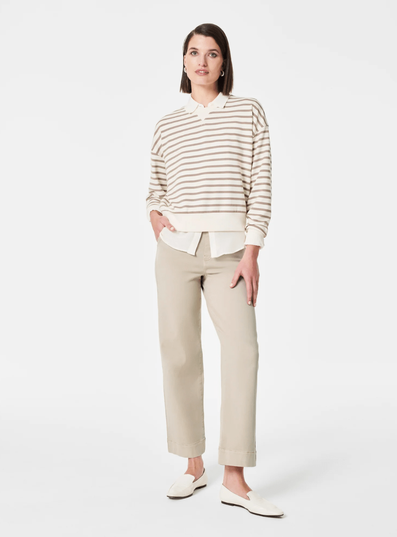 Pantalon Large Beige Tendance Été - Polyvalent et Élégant en Sergé de Qualité