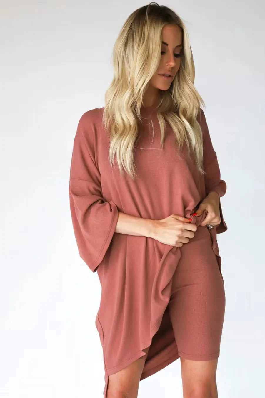 Ensemble Doux Et Extensible Freya en Brun, ceinture plate et design durable t
