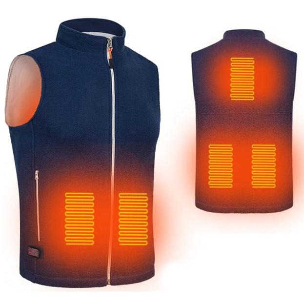 Gilet chauffant bleu à température ajustable pour sports d'hiver travel bottl