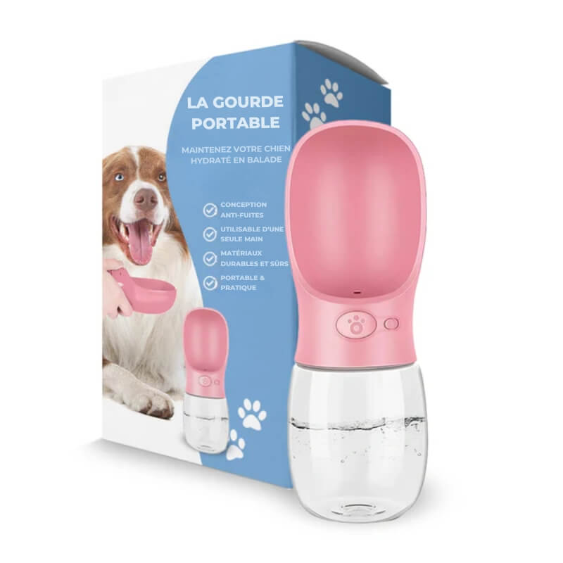 Gourde Portable pour Chien Rose - Gourde Chien Portable pour Hydratation Facile d