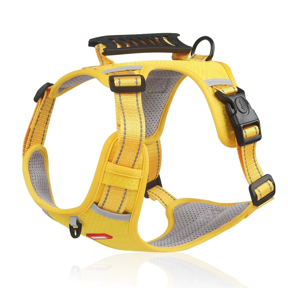 Harnais Anti Traction Réfléchissant & Confortable Jaune pour Chiens - Visibilité Accrue