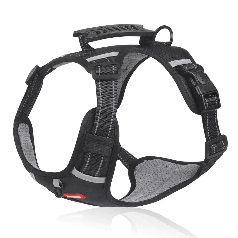 Harnais Anti Traction Réfléchissant & Confortable Noir pour Chiens - Contrôle Efficace