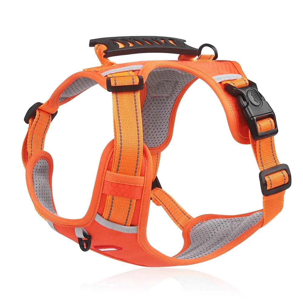 Harnais Anti Traction Réfléchissant & Confortable Orange pour Chiens - Sécurité et Confort