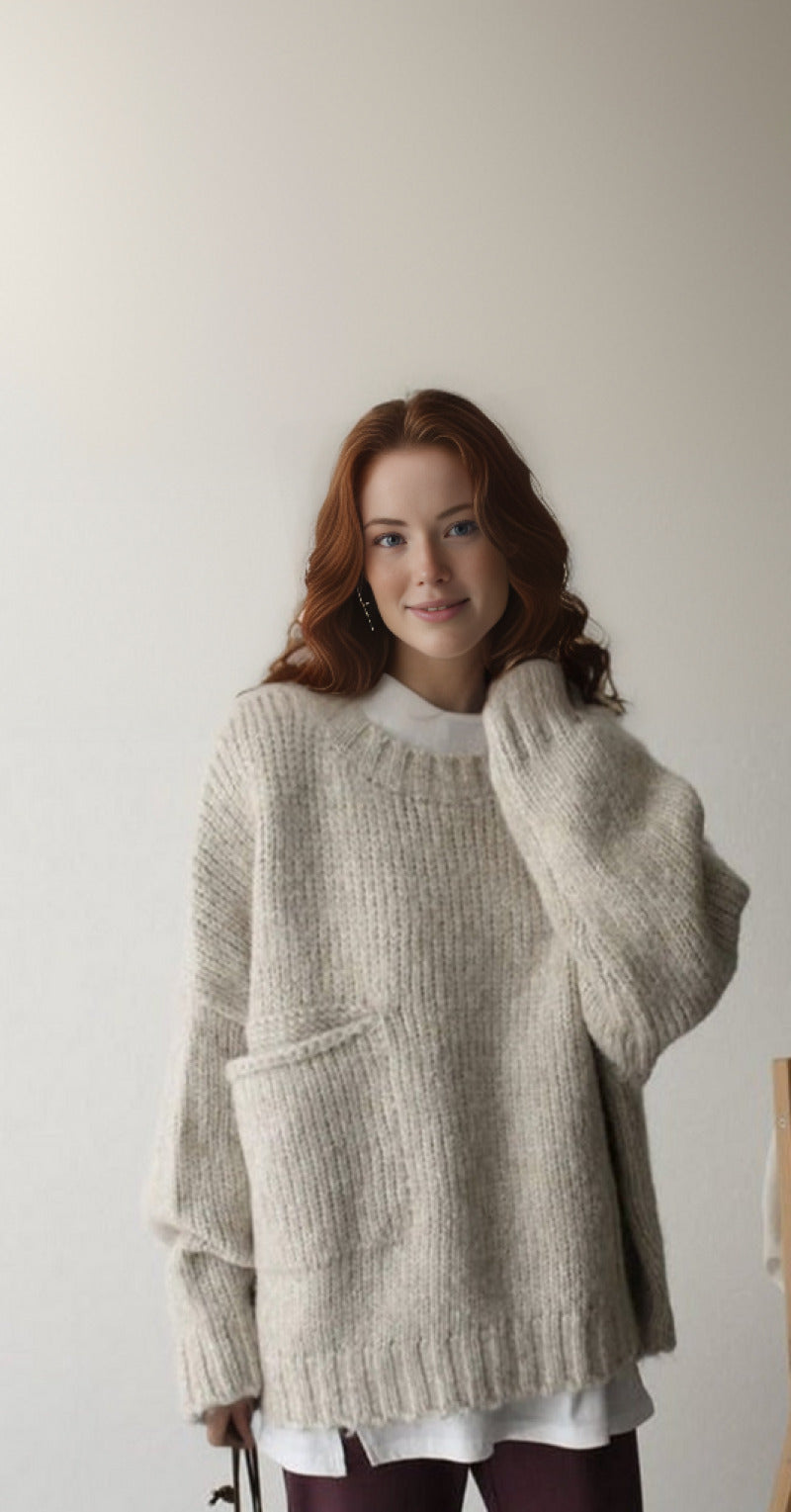 Pull oversize en maille Hazel pour femmes, style chic et confortable, maille luxueuse