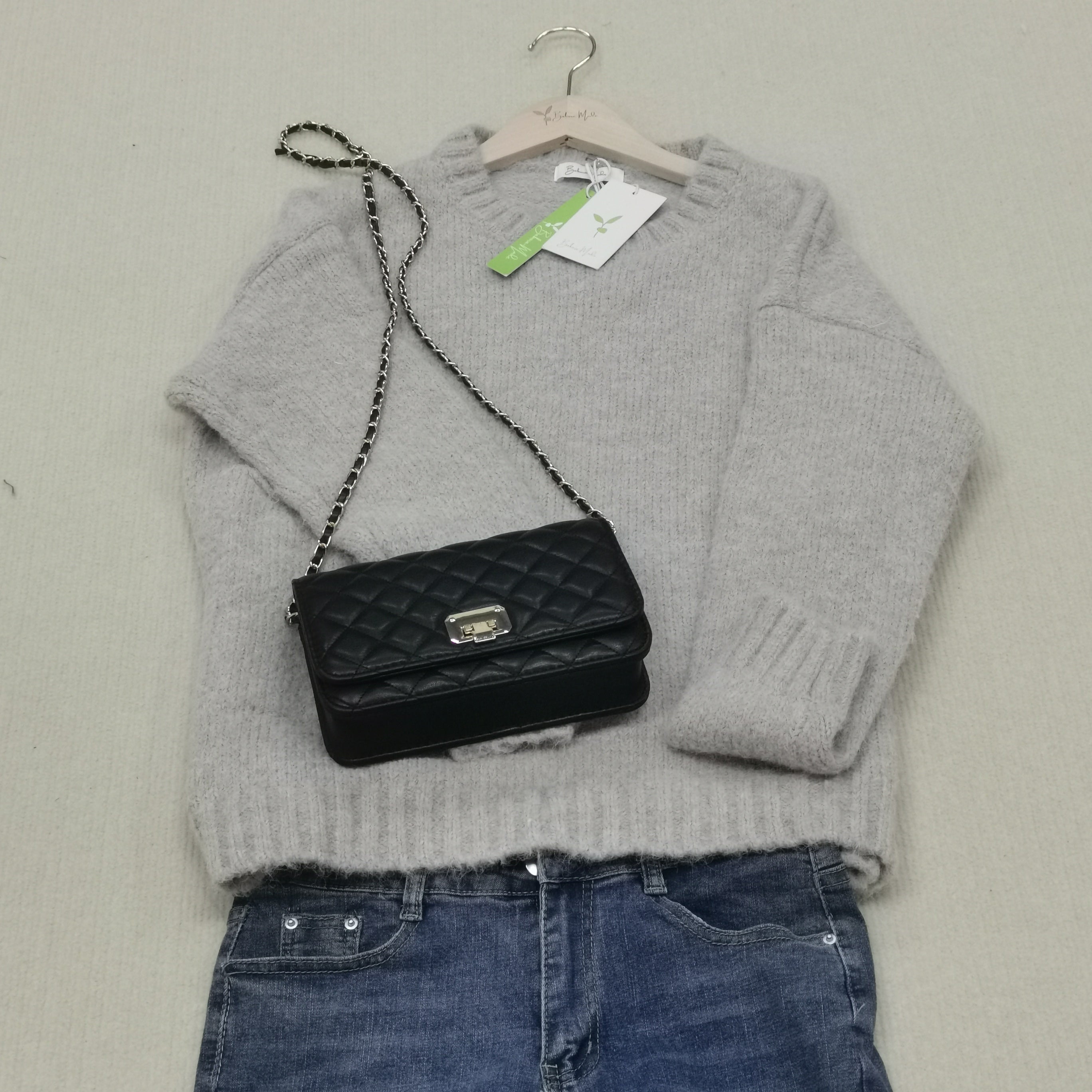 Pull oversize en maille Hazel pour femmes, poche ivoire et élégance, mode douillette