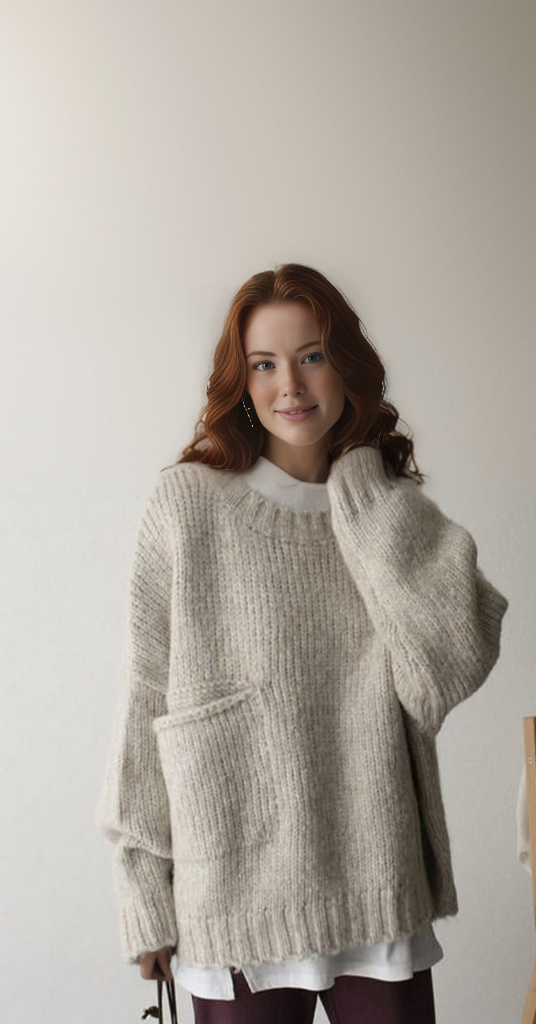 Pull oversize en maille Hazel pour femmes, style chic et confortable, maille luxueuse