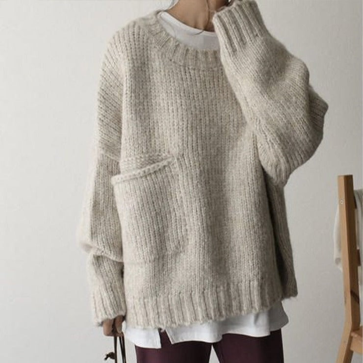 Pull oversize en maille Hazel pour femmes, élégance et confort, vêtement d'extérieur chic