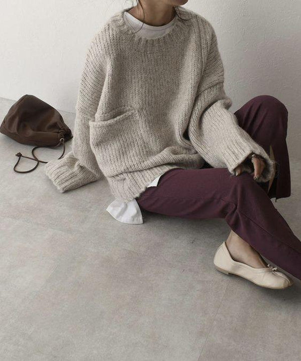 Pull oversize en maille Hazel pour femmes, entretien facile et style chic, élégance et confort