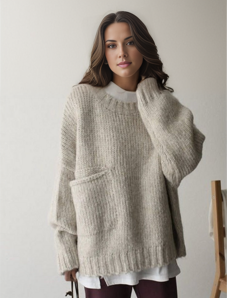 Pull oversize en maille Hazel pour femmes, style chic et confortable, maille luxueuse