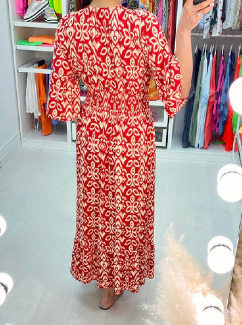 Robe Aria décolleté en V en polyester, confort et élégance féminine