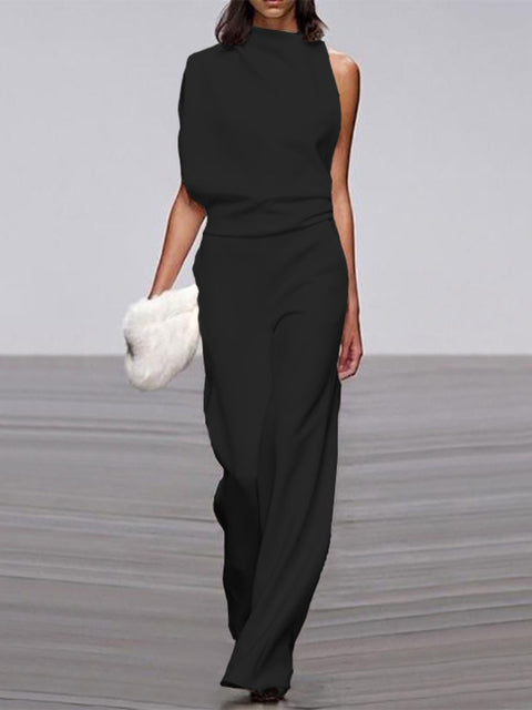 Combinaison élégante noire à silhouette flatteuse - Look chic et confort quotidien